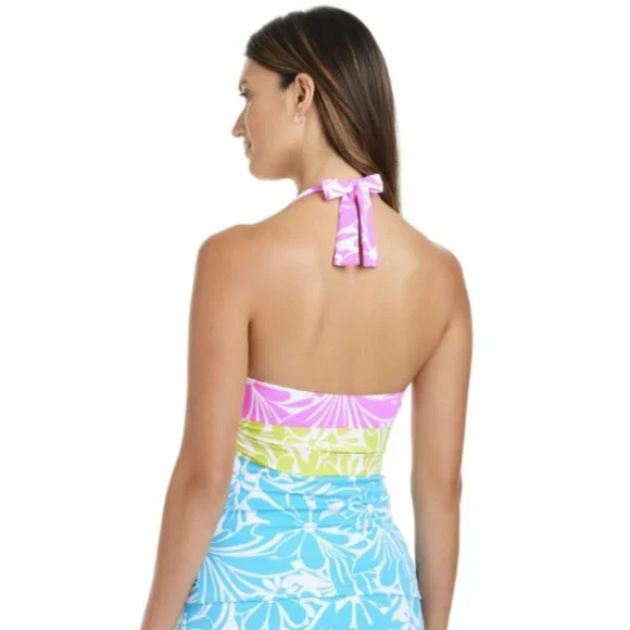 Bleu by Rod Beattie Women's Sock It to Me Printed Halter Tankini Top Multi 4 NWT - Picture 2 of 2
